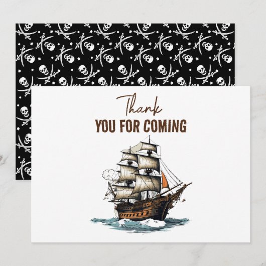 Ahoy! Piratenschip 8e verjaardag Bedankkaart (Voorkant / Achterkant)