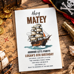 Ahoy! Piratenschip 8e Verjaardag Kaart