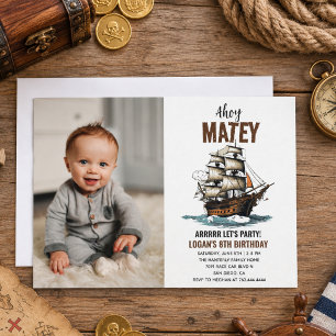 Ahoy! Piratenschip 8e Verjaardag Kaart