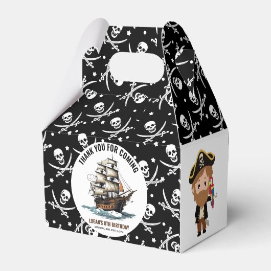 Ahoy! Piratenschip achtste verjaardag Bedankdoosjes (Achterkant)