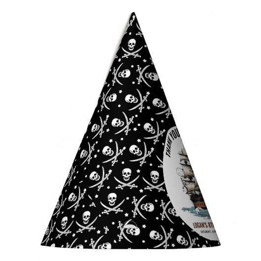 Ahoy! Piratenschip achtste verjaardag Feesthoedjes (Links)