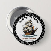Ahoy! Piratenschip achtste verjaardag Ronde Button 7,6 Cm (Voorkant /achterkant)
