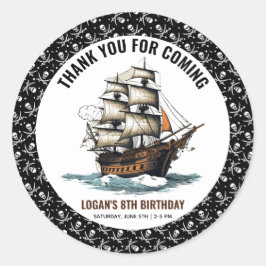 Ahoy! Piratenschip achtste verjaardag Ronde Sticker