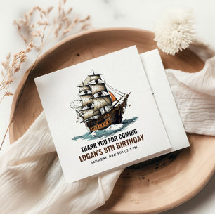 Ahoy! Piratenschip achtste verjaardag Servet