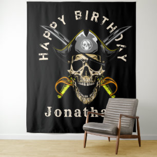 Ahoy Piratenskelet Achtergrond Wandkleed