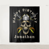 Ahoy Piratenskelet Achtergrond Wandkleed (Voorkant)