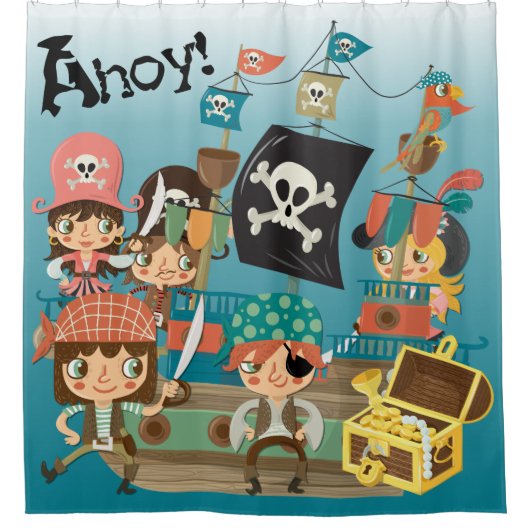 Ahoy Pirates en Pirate Ship Douchegordijn (Voorkant)