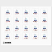 AHOY! Reddingsboei Ring Type+Sailboat Vierkante Sticker (Vel)
