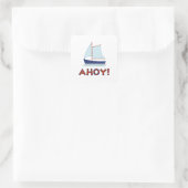 AHOY! Reddingsboei Ring Type+Sailboat Vierkante Sticker (Tas)
