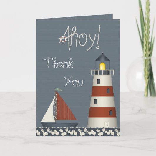 Ahoy Sail Boat & Lighthouse bedankkaart (Voorkant)