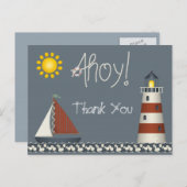 Ahoy Sail Boat & Lighthouse Dank u Briefkaart (Voorkant / Achterkant)