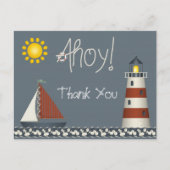 Ahoy Sail Boat & Lighthouse Dank u Briefkaart (Voorkant)