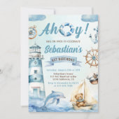 Ahoy Sailor Nautical Boat Blue 1e verjaardag Kaart (Voorkant)