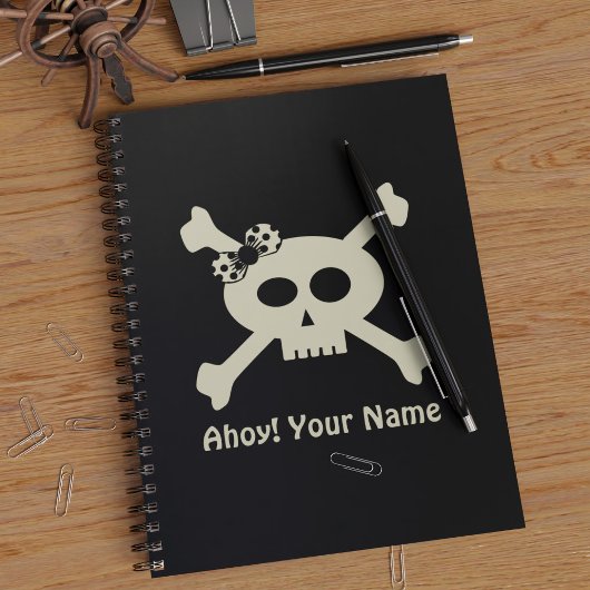 Ahoy Schattigee schedel Crossbones Meisje Pirate N Notitieboek