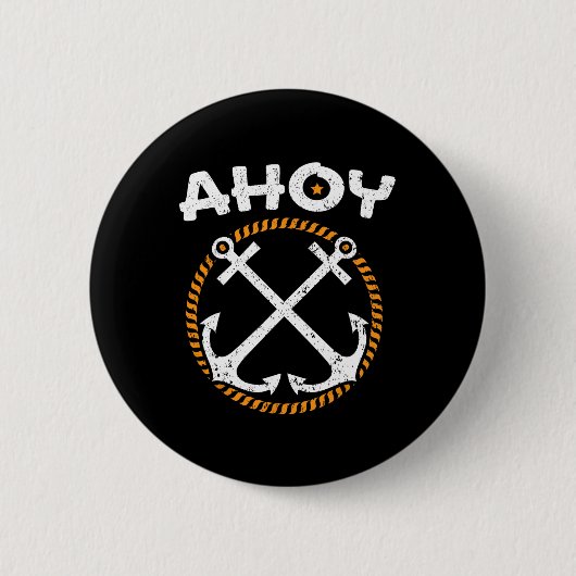 Ahoy schip kapitein zeiler nautical zeiler boot ronde button 5,7 cm (Voorkant)