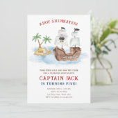 Ahoy Shipmates! Piratenschip Treasure Boy Verjaard Kaart (Staand voorkant)