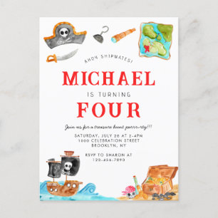 Ahoy Shipmates Treasure Hunt Schip Piraat Verjaard Briefkaart