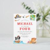 Ahoy Shipmates Treasure Hunt Schip Piraat Verjaard Briefkaart (Staand voorkant)