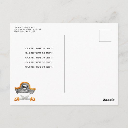 Ahoy Shipmates Treasure Hunt Schip Piraat Verjaard Briefkaart (Achterkant)