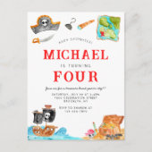 Ahoy Shipmates Treasure Hunt Schip Piraat Verjaard Briefkaart (Voorkant)