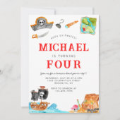 Ahoy Shipmates Treasure Hunt Schip Piraat Verjaard Kaart (Voorkant)