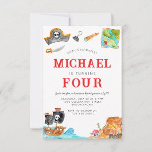 Ahoy Shipmates Treasure Hunt Schip Piraat Verjaard Notitiekaartje