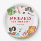 Ahoy Shipmates Treasure Hunt Schip Piraat Verjaard Papieren Bordje (Voorkant)