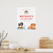 Ahoy Shipmates Treasure Hunt Schip Piraat Verjaard Poster (Keuken)