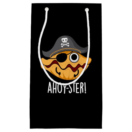 Ahoy-ster Funny Pirate Oyster Pun Dark BG Klein Cadeauzakje (Voorkant)