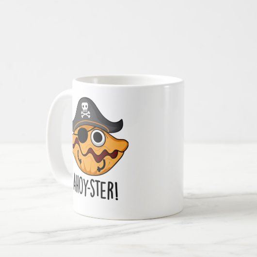 Ahoy-ster Funny Pirate Oyster Pun Koffiemok (Voorkant links)
