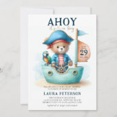 Ahoy Teddy Bear Pirate Captain Boy Baby shower Kaart (Voorkant)