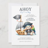 Ahoy Teddy Bear Pirate Sailor Boy Baby shower Kaart (Voorkant)