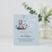 Ahoy teddy zeiler budget Baby shower uitnodiging (Staand voorkant)