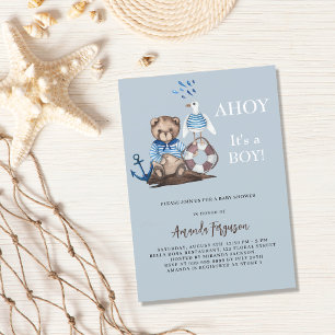 Ahoy teddybeer jongen zeiler luxe Baby Shower uitn Kaart