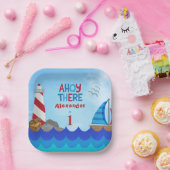 "Ahoy There" citeert de vuurtoren van de zeilboot  Papieren Bordje (Feest)