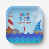 "Ahoy There" citeert de vuurtoren van de zeilboot  Papieren Bordje (Voorkant)
