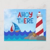 Ahoy There Nautical Theme 1st Birthday Party  Briefkaart (Voorkant)