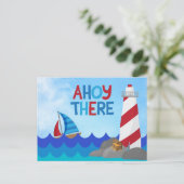 Ahoy There Nautical Theme 1st Birthday Party  Briefkaart (Staand voorkant)