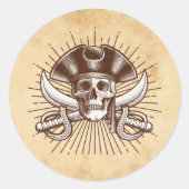 Ahoy There Pirate Verjaardag Envelop Seal Ronde Sticker (Voorkant)