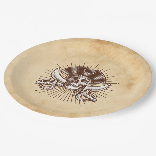 Ahoy There Pirate Verjaardag Papieren Bordje (Gekanteld)