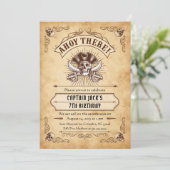 Ahoy There Pirate Verjaardag Uitnodiging (Staand voorkant)