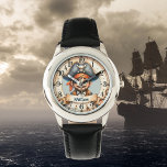 Ahoy Time! Pirate Adventure Watch Horloge<br><div class="desc">Time to set sail with our 'Ahoy Time! Pirate Adventure Watch'! Designed for kids who love the pirate life, this watch features a friendly pirate with an eye patch and a charismatic smile. Encircled by an old-fashioned clock face with a skull and crossbones at the top, this watch is perfect...</div>