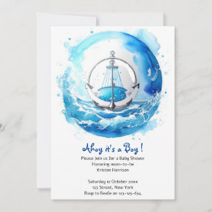 Ahoy to Motherhood: Nautical Boy Baby shower Kaart