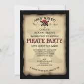 Ahoy Treasure Map Pirate Birthday Party Invitation Kaart (Voorkant)