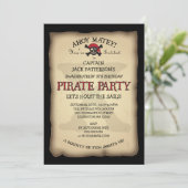 Ahoy Treasure Map Pirate Birthday Party Invitation Kaart (Staand voorkant)