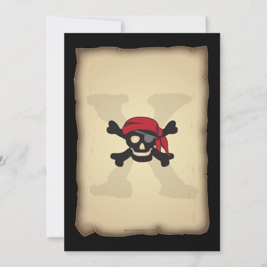 Ahoy Treasure Map Pirate Birthday Party Invitation Kaart (Achterkant)