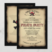 Ahoy Treasure Map Pirate Birthday Party Invitation Kaart (Voorkant / Achterkant)