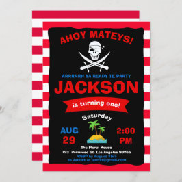 Ahoy Treasure Map Pirate Ocean Voyage Boy Birthday Kaart