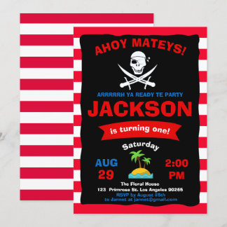 Ahoy Treasure Map Pirate Ocean Voyage Boy Birthday Kaart