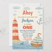 Ahoy! Uitnodiging nautische verjaardagsfeestje (Voorkant)